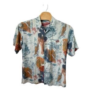 Tulliano 100% Silk Shirt Men's Size Large Short Sleeve Button Up Relaxed Fit